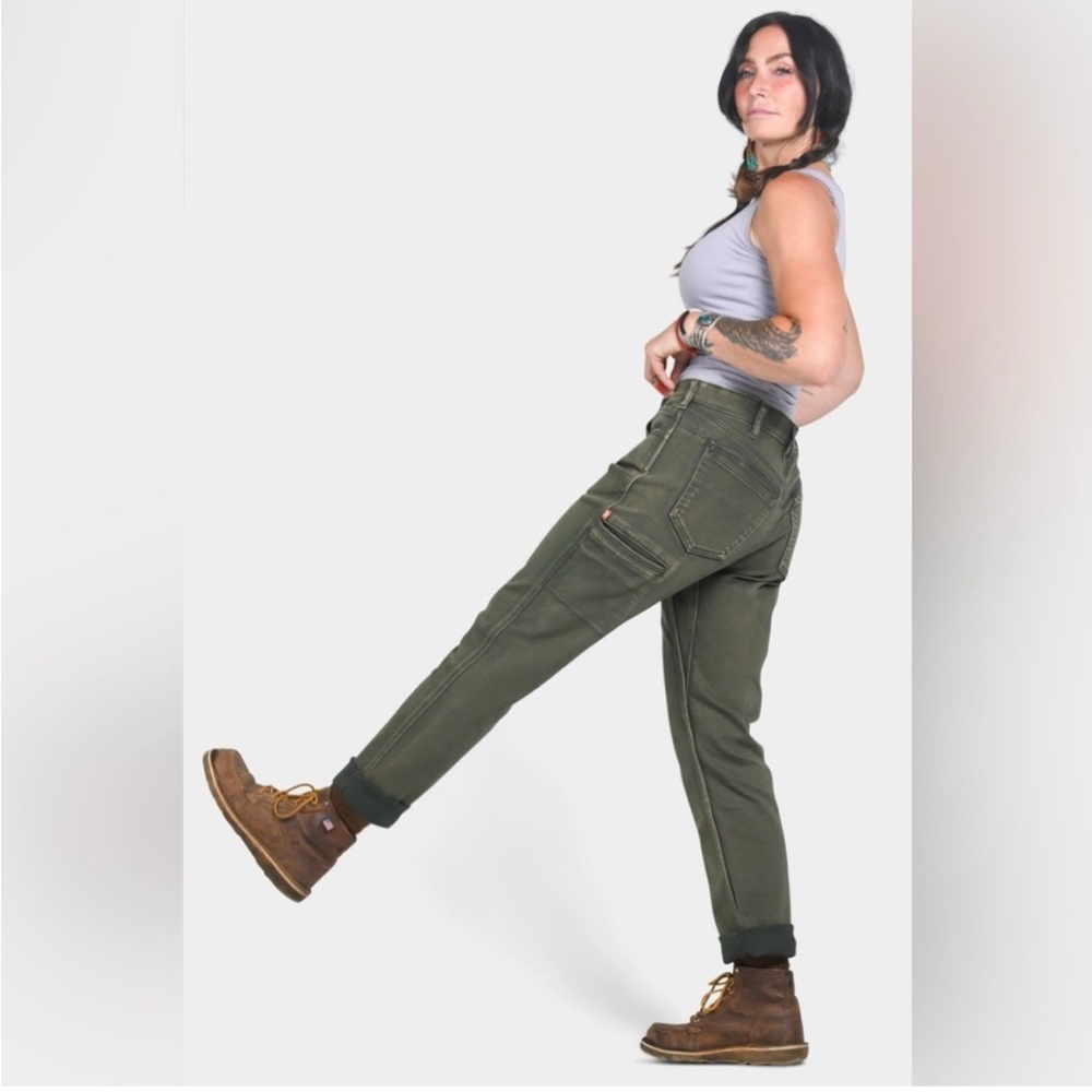 Dovetail Workwear Shop Pant, Olive Green Denim